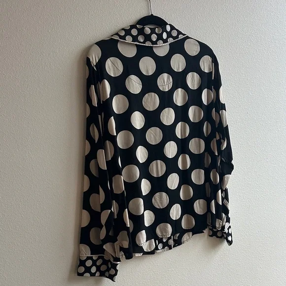Anthropologie Black and White Polka Dot Button Down Shirt - Picture 5 of 6